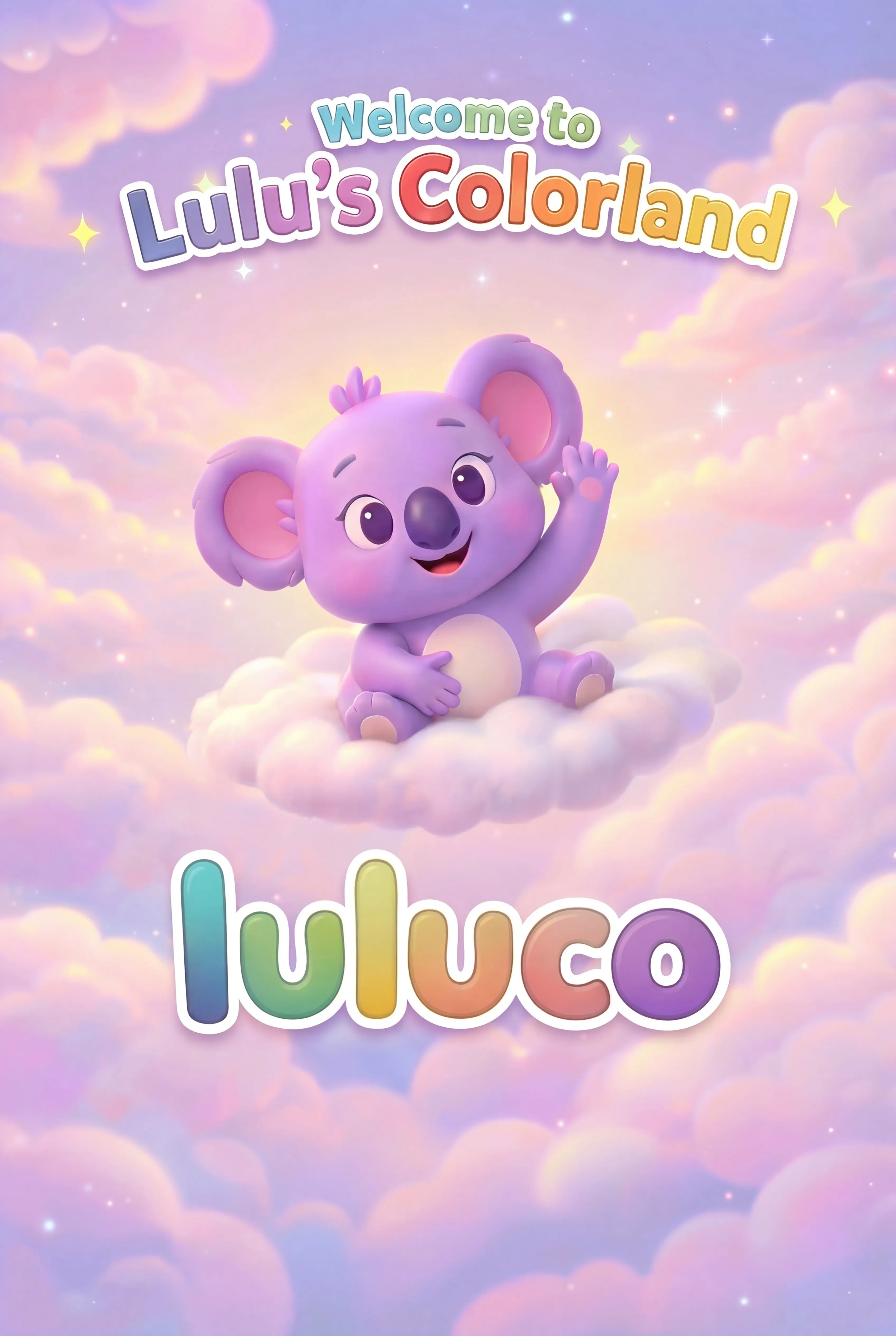Lulu's Colorland - Lulu the purple baby koala on clouds